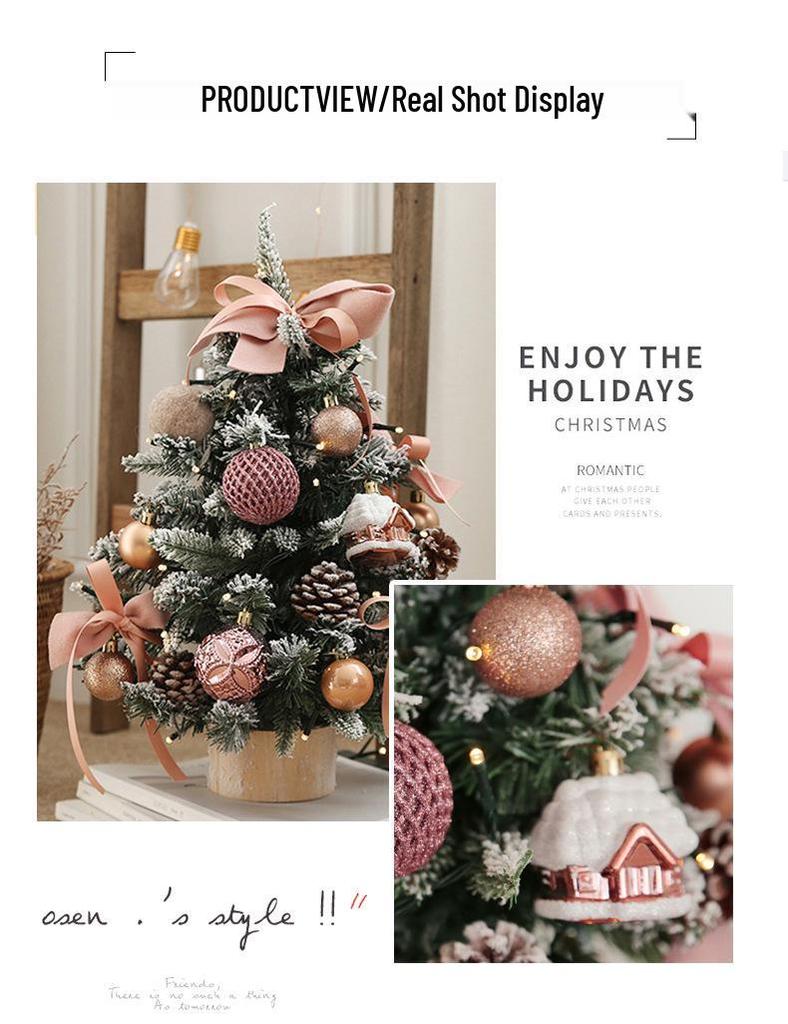 European Style 90cm Mini Christmas Tree Set with Ornaments - Desktop Holiday Scene Decoration
