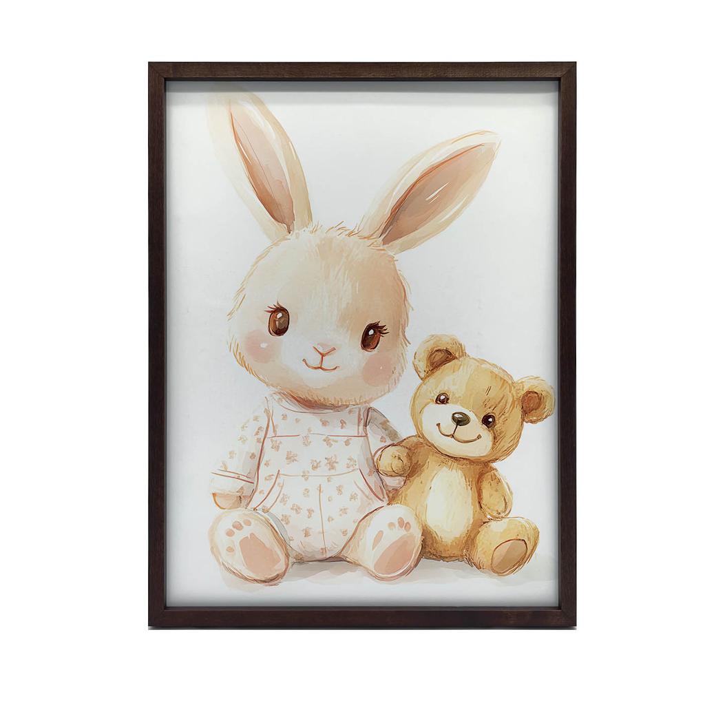 Plakat Uroczy Króliczek I Miś Plakat Uroczy Króliczek I Miś, 30X40 Cm, Rama Aluminiowa Czarna, Papier Matowy 230 Gsm