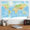 Unframed World Topographic Map English Educational Wall Hanging for Classroom,Living Room,Dorm Decor Gift Travel Supplies