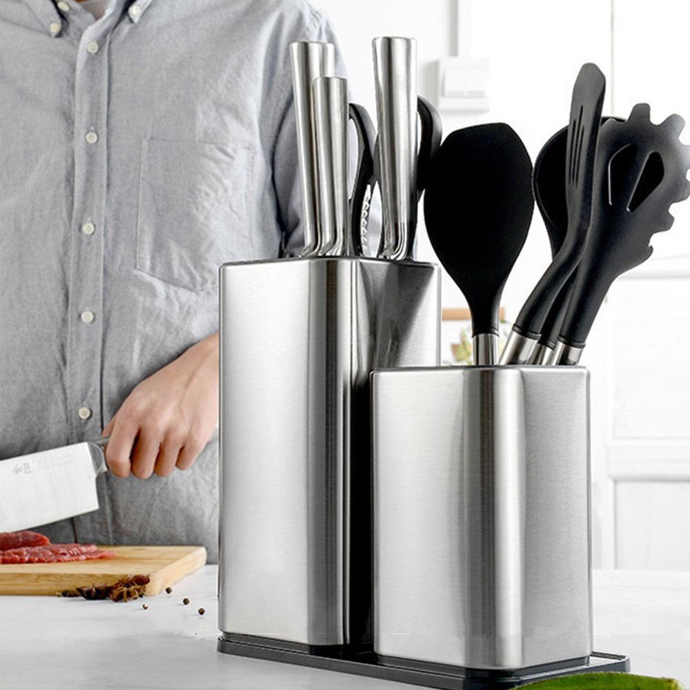 Thickened Utensil Bucket Rustless Steel Storage Tube Storage Holder Spoon Storage