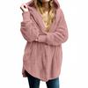 Women's Fashion Solid Color Pocket Button Hooded Plush Coat