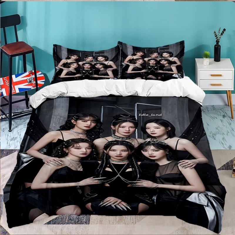 Kpop idle 3pcs Bedding Set,Including 1pc Duvet Cover And 2pcs Pillowcases Perfect Gift for Christmas,Ideal for Bedroom, Dormitory