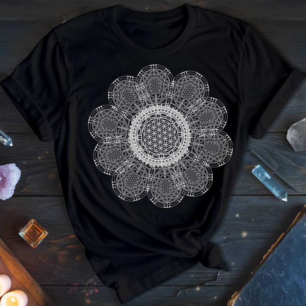 Rave Flower T-Shirt | Psychedelic Sacred Geometry Graphic Tee