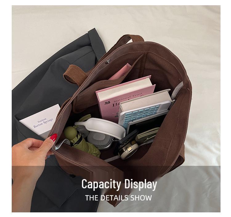 Versatile Large Capacity Canvas Tote: Fashionable Shoulder or Handheld School Bag for Commuting and Shopping