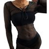 Stylish Mesh Cover-up Bandeau Bikini Set - Hot Selling Three-Piece Swimsuit