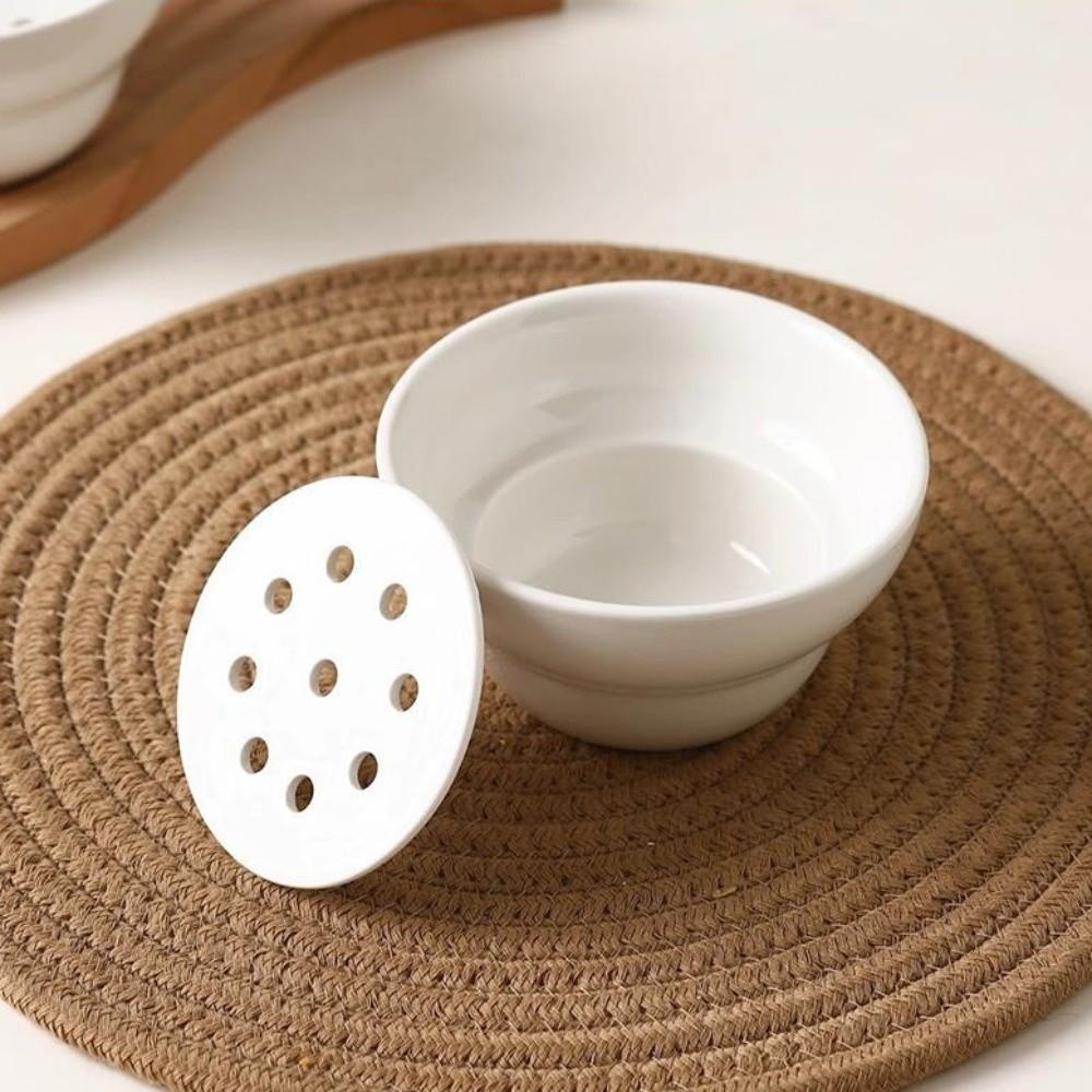 Ceramic Dipping Sauce Bowl Creative Double-layer Filter Soup Bowl Hot Pot Drip Oil Bowl  Home