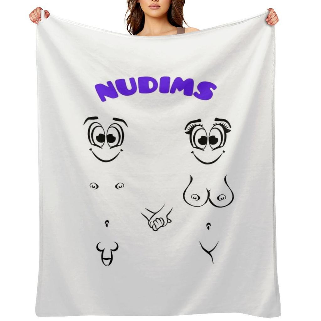 NUDIMS Couple (blue) Throw Blanket Plaid on the sofa Flannels Furry Custom Blankets