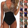 Color One-piece Swimsuit Cross-bag Multi-color Halter Strap-up European and American Sexy Swimwear