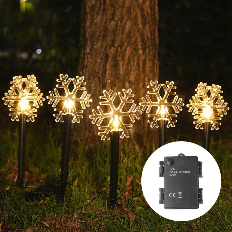 Светодиодные садовые светильники в виде рождественской звезды и снежинки на солнечной батарее