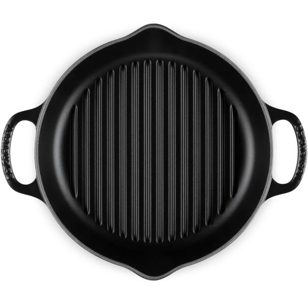 Сковорода-гриль Le Creuset из чугуна высокая круглая 25 см черная матовая (20208250000422)