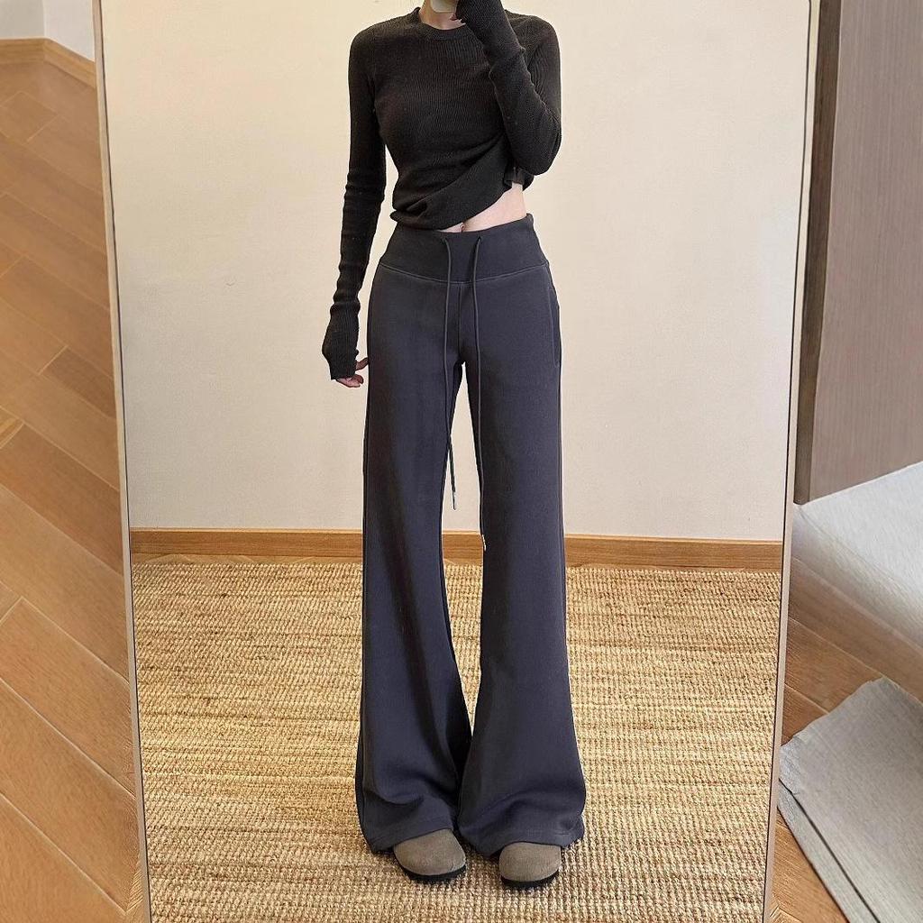 Women's Slim-Fit Pink Micro-Flared Yoga Pants - Versatile, Floor-Length Design