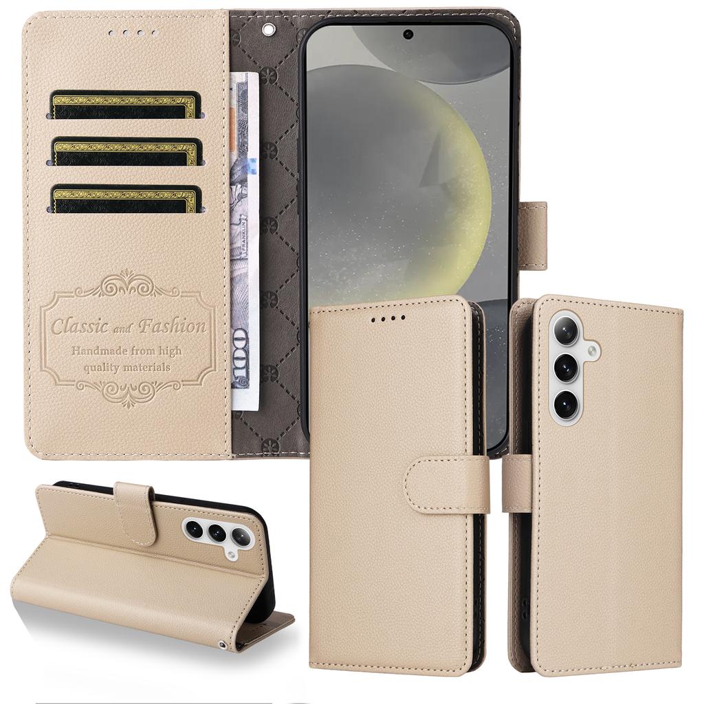 For Samsung Galaxy S24/Galaxy S25 Case RFID Blocking 3 Card Slots PU Leather Phone Cover with Wrist Strap