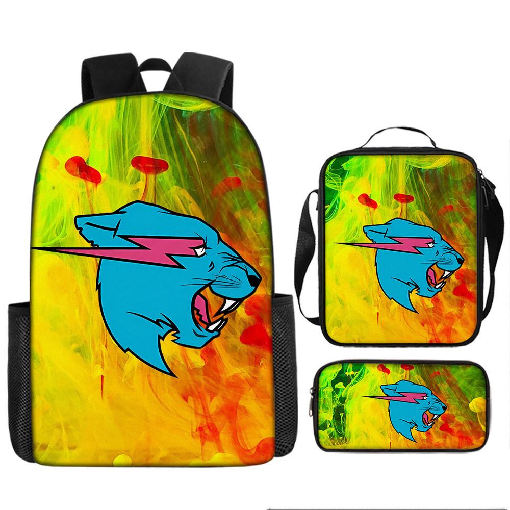 Mr Beast Lightning Cat 3d Print School Backpack With Breathable Oxford Fabric For Kids