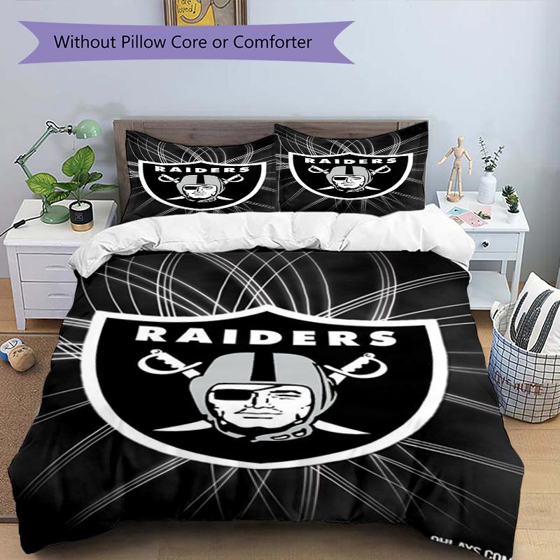 Raiders Team Spirit Printed Pattern Duvet Cover Set – includes 1 duvet cover and 2 matching pillowcases Bedroom decor Christmas gifts