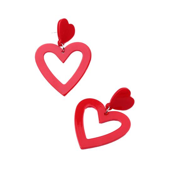 1 пара серег-гвоздиков в форме сердца, акриловые серьги-подвески, гипоаллергенные, красочные, простые для