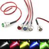 Set Car LED Indicator Lights Metal 5mm 12V 5 Colors Prewired Leads Dash Lights Pre-wired LED Metal Indicator
