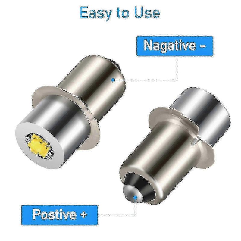 2025 Maglite Flashlight LED Upgrade Bulb 6500K White DC6V-24V P13.5S (2-Pack) Edition 0115