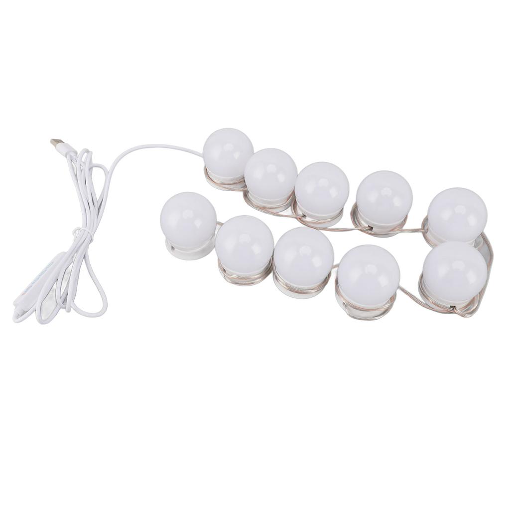 LED Vanity Lights with 10 Dimmable Bulbs USB Adjustable Color and Brightness Mirror Lights for