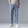 Новые мужские брюки на весну и лето, облегающие и тонкие брюки с маленькими штанинами, джинсы в корейском стиле