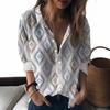 Colorful cartoon element printed lapel shirt women's loose casual and comfortable single-breasted commuter top