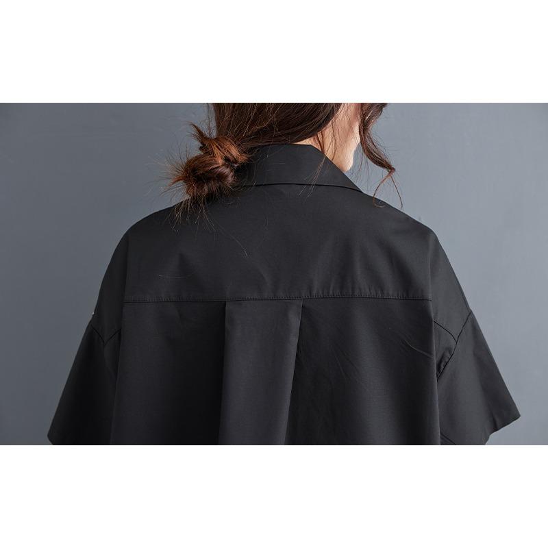 DIMANAF 2025 Плюс Размер Новая Женская Летняя Свободная Рубашка Короткий Рукав Винтажная Рубашка Повседневные Базовые Топы Футболки Печать