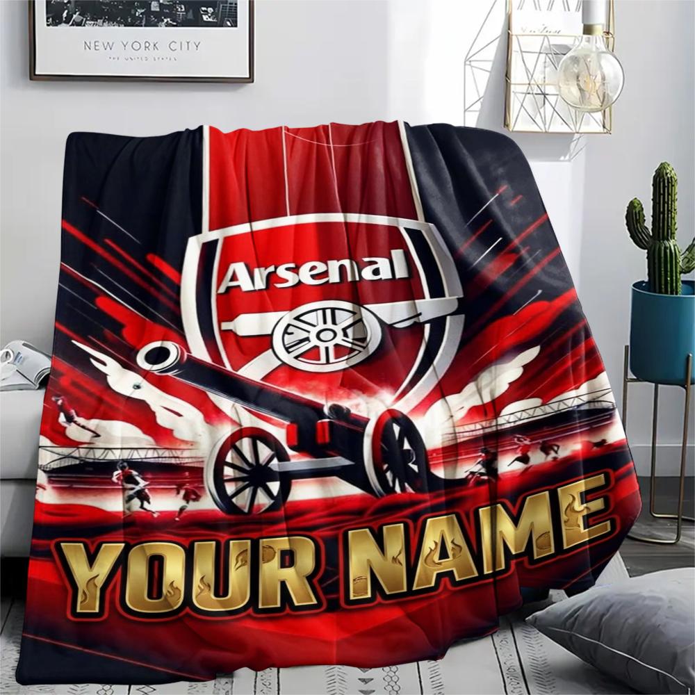 1PC Custom Name Arsenal Patterned Flannel Blanket Suitable For All Seasons for Home Decor Warmth and Comfort Gifts Holiday Present