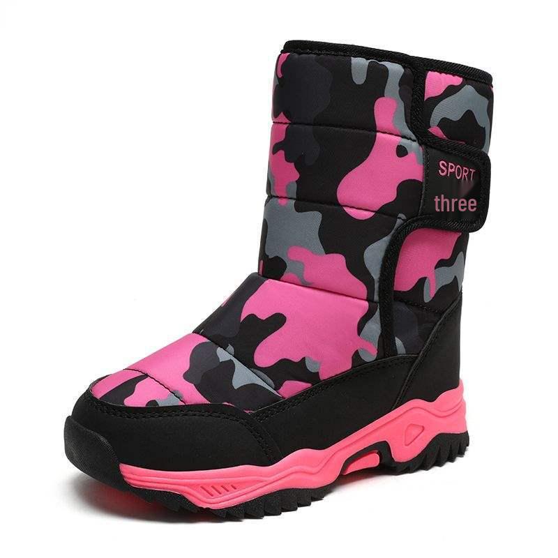 Детские водонепроницаемые нескользящие зимние сапоги для снега с теплой велюровой подкладкой