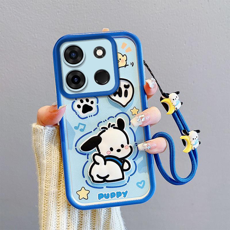 KEYSION Shockproof Case for TECNO Spark Go 2023 with Lanyard Silicone Cute 3D Cartoon Doll Phone Cover for TECNO Pop 7 Pro