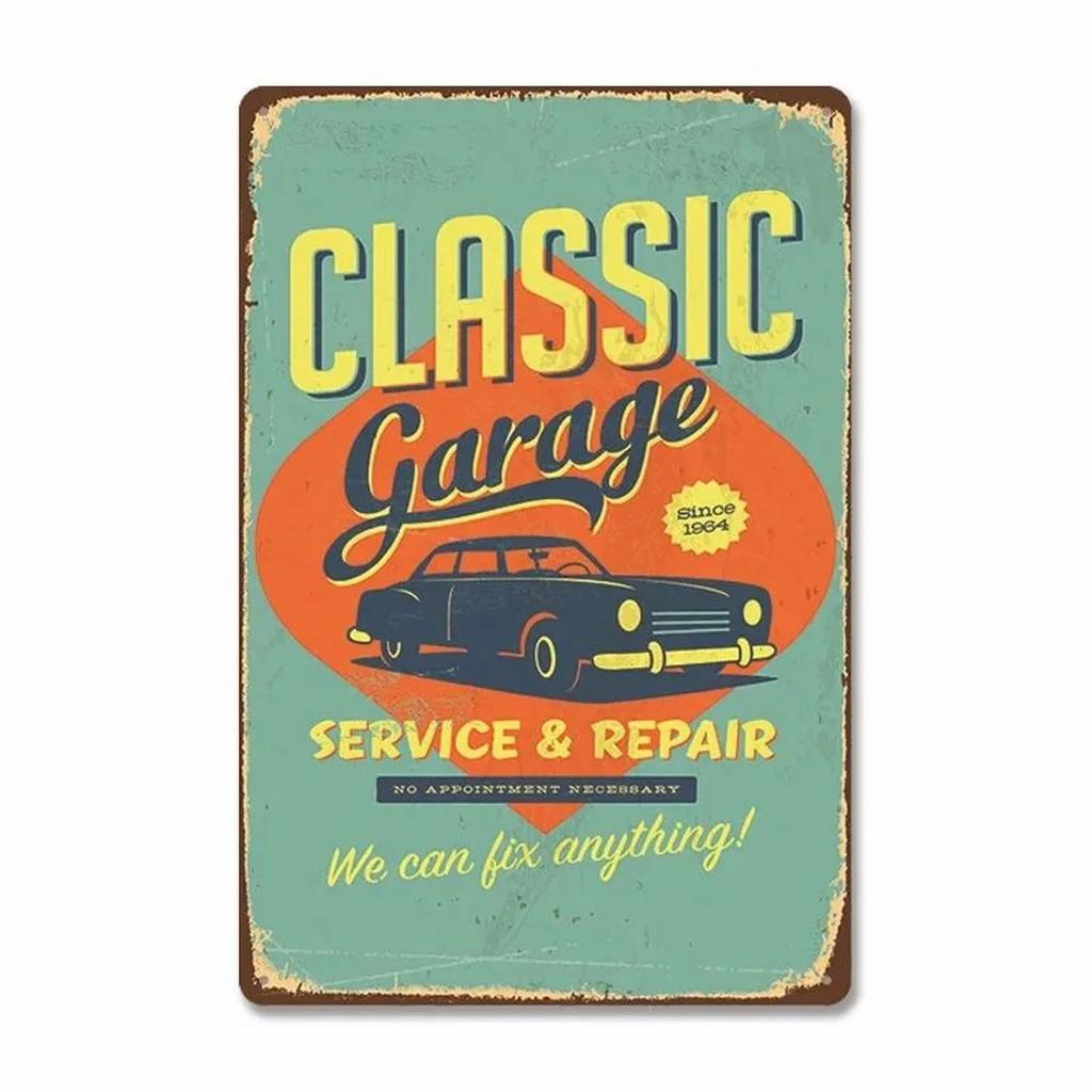 Classic Auto Garage Car Full Service Metal Tin Signs Wall Art Posters Plate Wall Decor for Bars Man Cave Cafe Clubs Garage Retro