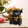Cow Couple Figurine Tabletop Ornament Collection Gnomes with Flowers for Shelf Kitchen Home