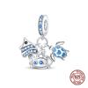 100% Стерлингового Серебра 925 Синий Океан Животное Светящиеся Бабочки Краб Шарм Бусины Подходит 925 Оригинальных Браслетов Роскошные Ювелирные Изделия DIY