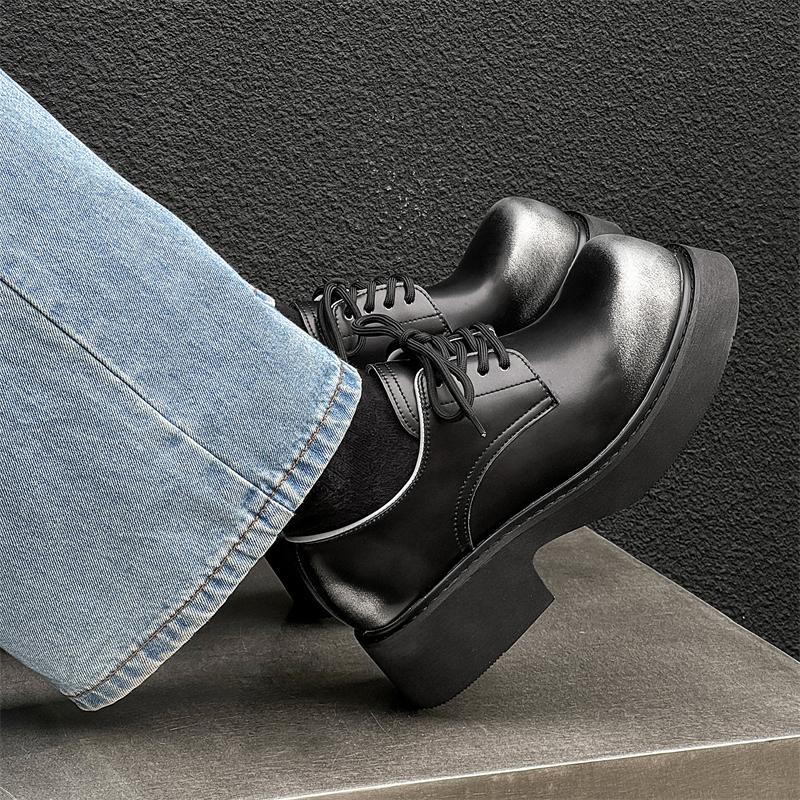 Дерби на толстой подошве Мужская обувь Классические модные дизайнерские стили Досуг Открытый воздух Вечеринка Красивые молодые кожаные туфли Коричневый