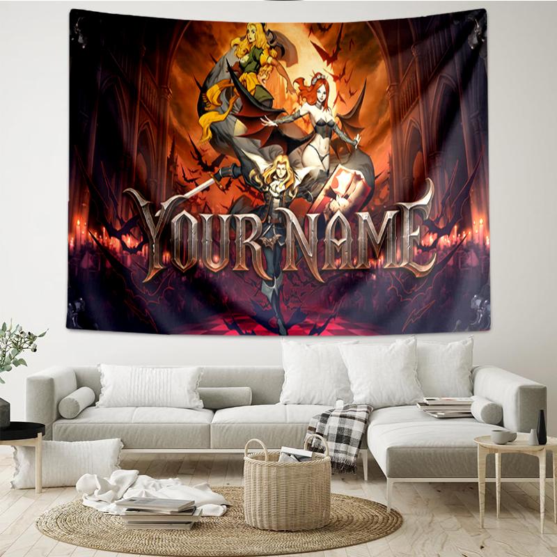 Modern Style Tapestry Office Decoration Vampire Hunter Legends Night Tapestry Personalized Customized Name Tapestry