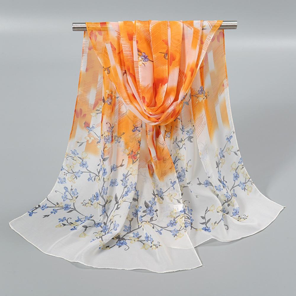 New Floral Printing Chiffon Scarf Thin Soft Sunscreen Shawl Long Wrap Hijab