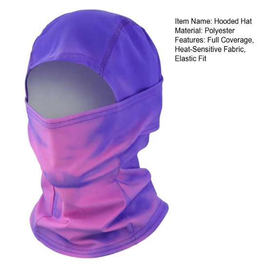 Heat-Sensitive Hooded Hat Color-Changing Fabric Opening Design Elastic Fit Temperature-Sensitive Hood Heat-reacting Outdoor Headwear