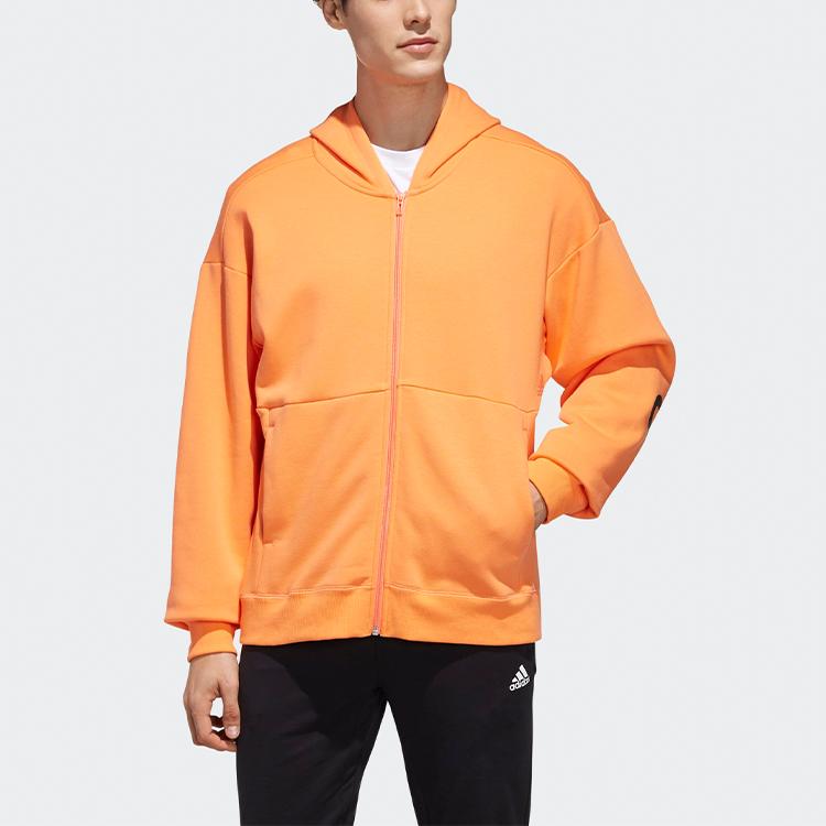 Adidas Sport 2 Street Letter Print Sports Casual Hooded Jacket Men Jacket Orange ED1996