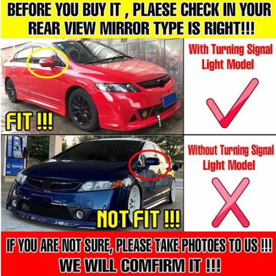 Для Honda Civic 2006-2010 2011 Глянцевый Черный Накладки на Боковые Зеркала Заднего Вида