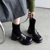 Новые женские кожаные ботинки однотонные кожаные большого размера женские ботинки резиновая толстая подошва средний каблук универсальные с круглым носком из коровьей кожи низкие ботинки женские
