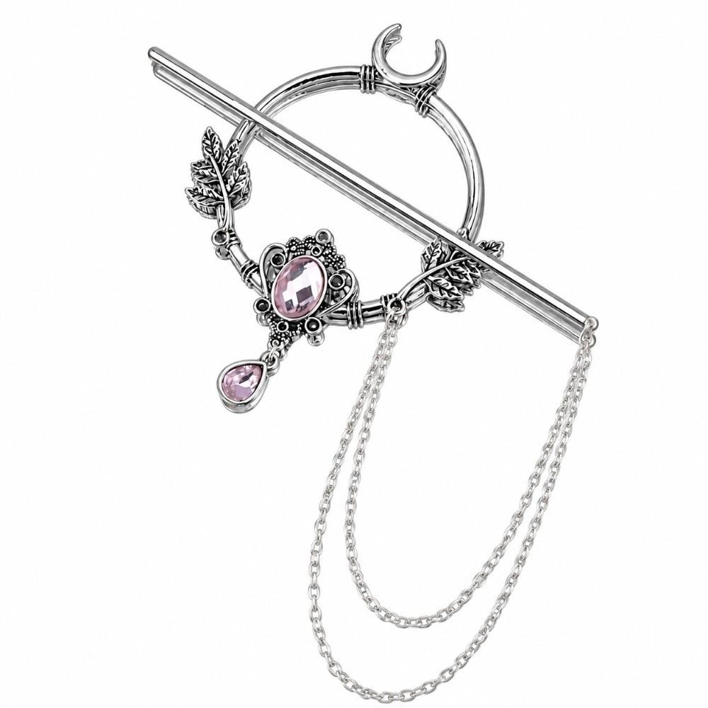 Alloy Witch Hair Stick Waterdrop Gem Leaf Hairpin Vintage Style Crystal Hairpin For Women Girls