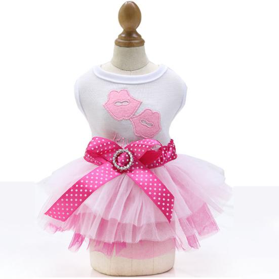 Pet Dress Eye-catching Breathable Cotton Pretty Bow Knot Dog Skirt