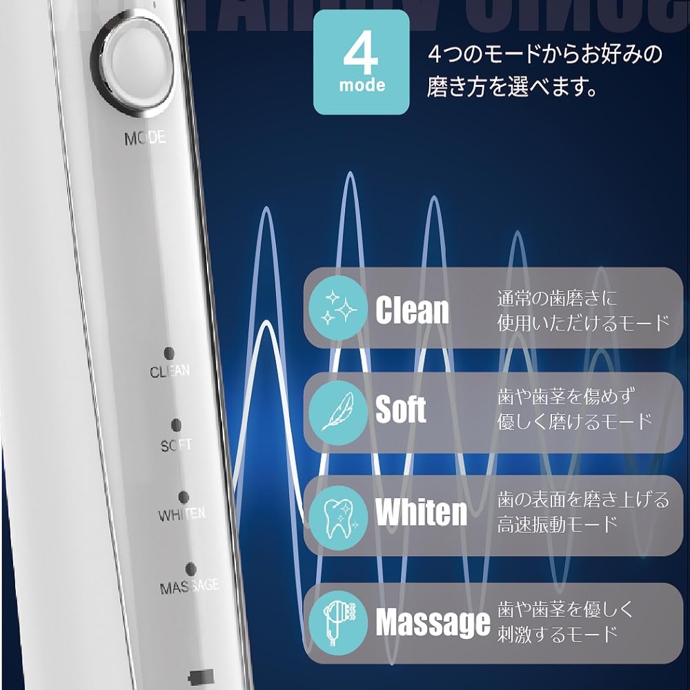 От производителя, специализирующегося на уходе за полостью рта ASONE электрическая звуковая зубная щетка с подставкой для зарядки и сменной щеткой и звуковая электрическая зубная щетка