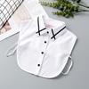 White Women's Stand Fake Collar Blouse Black Detachable Lapel Turtleneck Top Half Shirt Faux Col Tie Detail