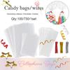 50/100pcs Transparent Cellophane Bags, Transparent Opp Plastic Bags, Candy Lollipops, Biscuits, Gift Wrapping Bags, Party Favoring Baking Supplies