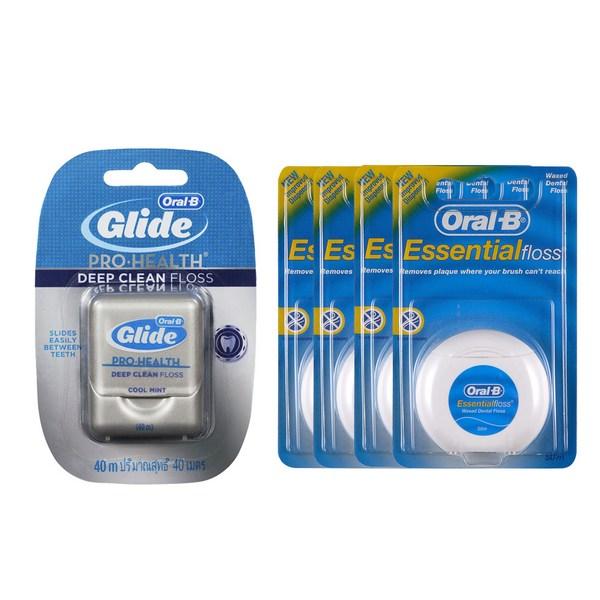 Oral-B Wax Floss 50 мл x 4 + Glide Floss 40 мл x 1, 1 комплект