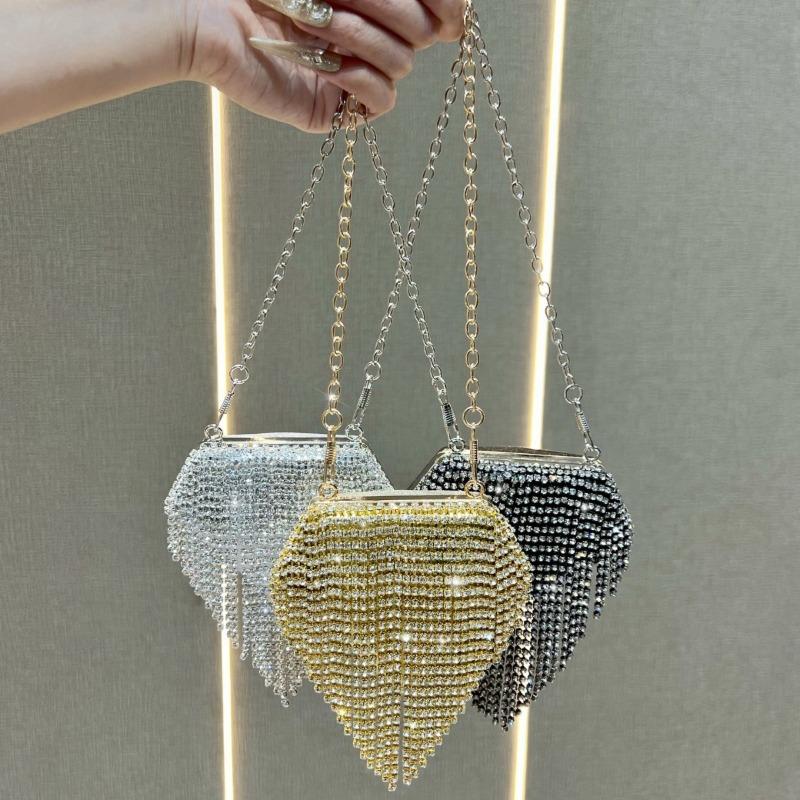 Мини-кошелек с красной лентой для женщин, стильный и универсальный, с сумкой с бриллиантовыми аксессуарами