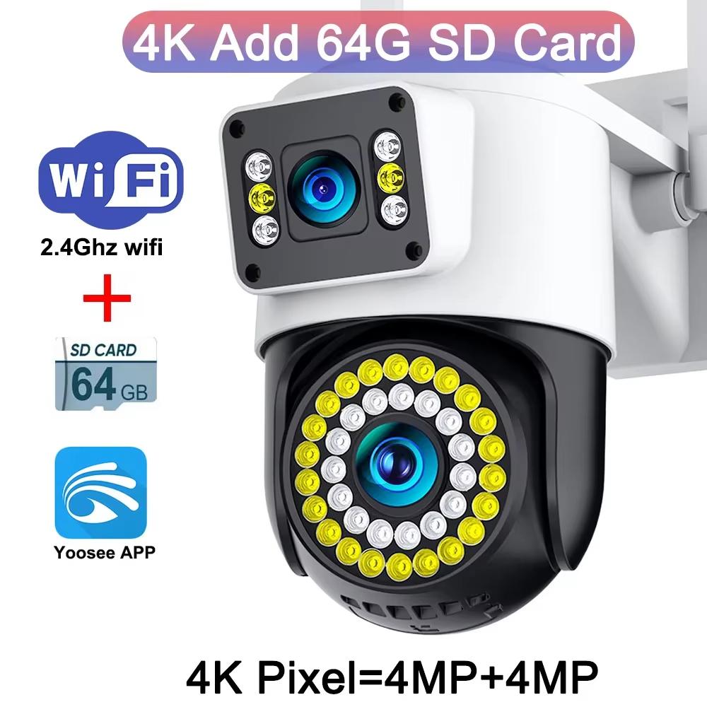 LS VISION 4K 8MP IP камера с двумя объективами 4G PTZ Wifi камера с двумя экранами, автоматическим слежением, двусторонней аудиосвязью, цветная камера ночного видения Yoosee