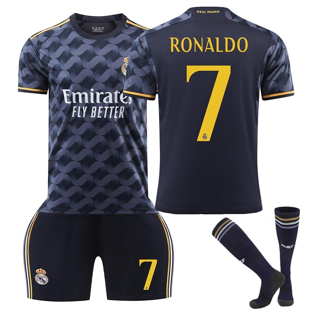 Real Madrid Ronaldo Kids Soccer Jersey Black Sports Equipment