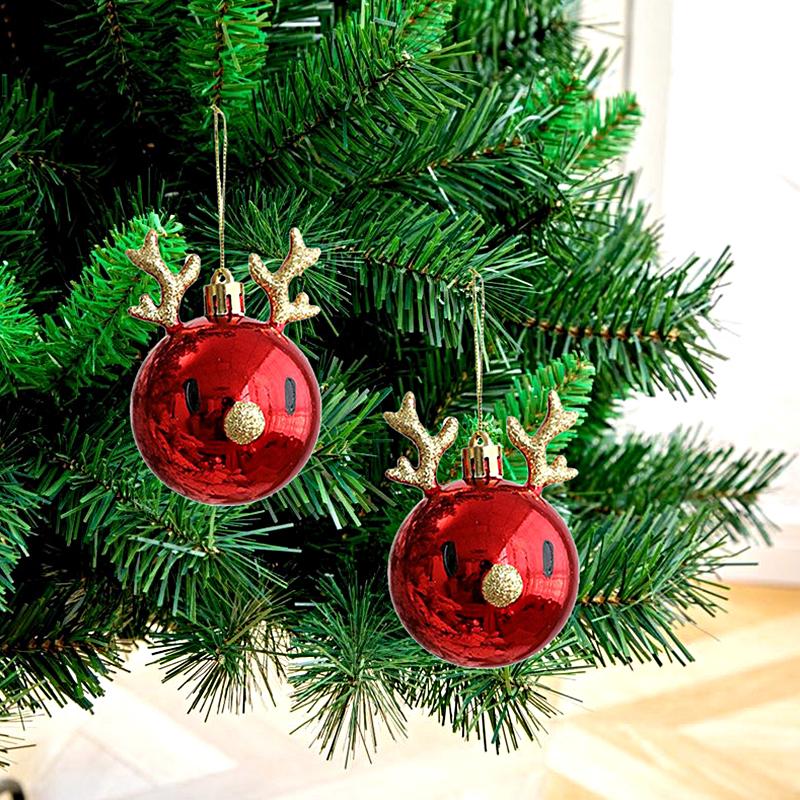 1Pce Antlers Ball Christmas Ball Christmas Tree Hanging Deer Christmas Ball Deer Pendant