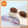 Xiaomi Women Rimless Oval Sunglasses UV400 Gold Alloy Temples Multi Color Retro Fashion Shades