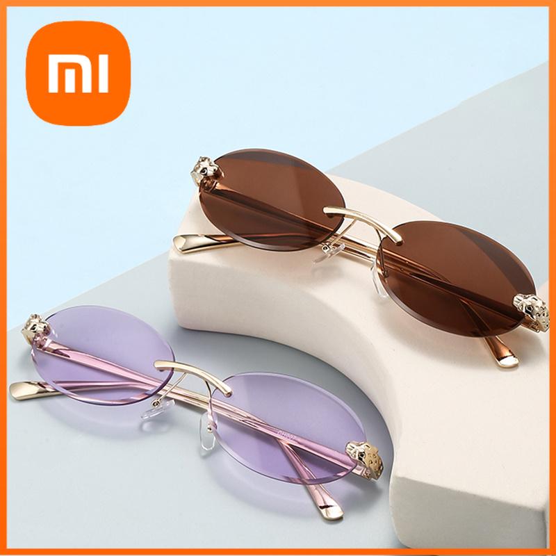 Xiaomi Women Rimless Oval Sunglasses UV400 Gold Alloy Temples Multi Color Retro Fashion Shades